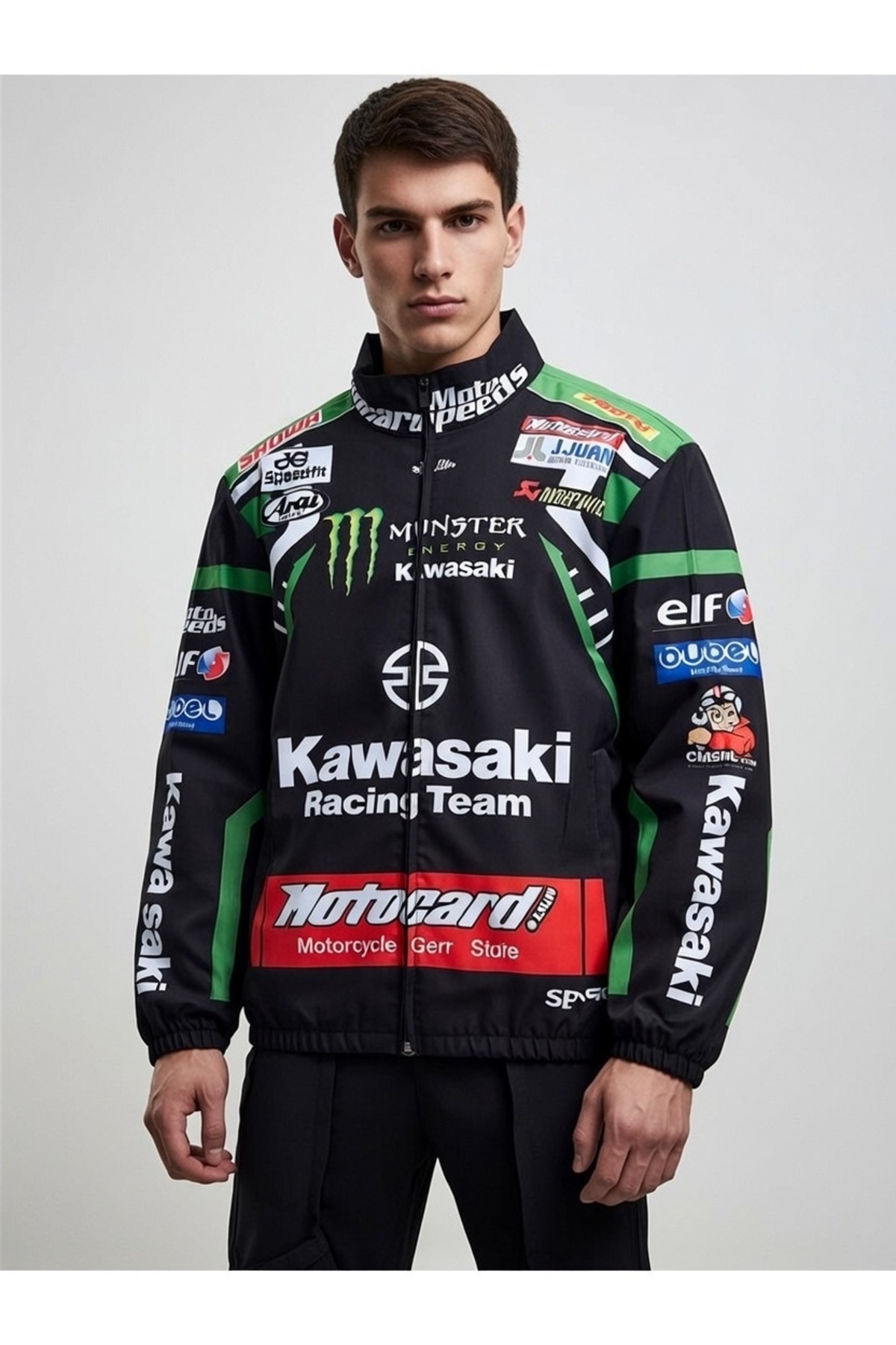 memetti m şekil Kawasaki Unisex Paraşüt Kumaş Oversize Baskılı