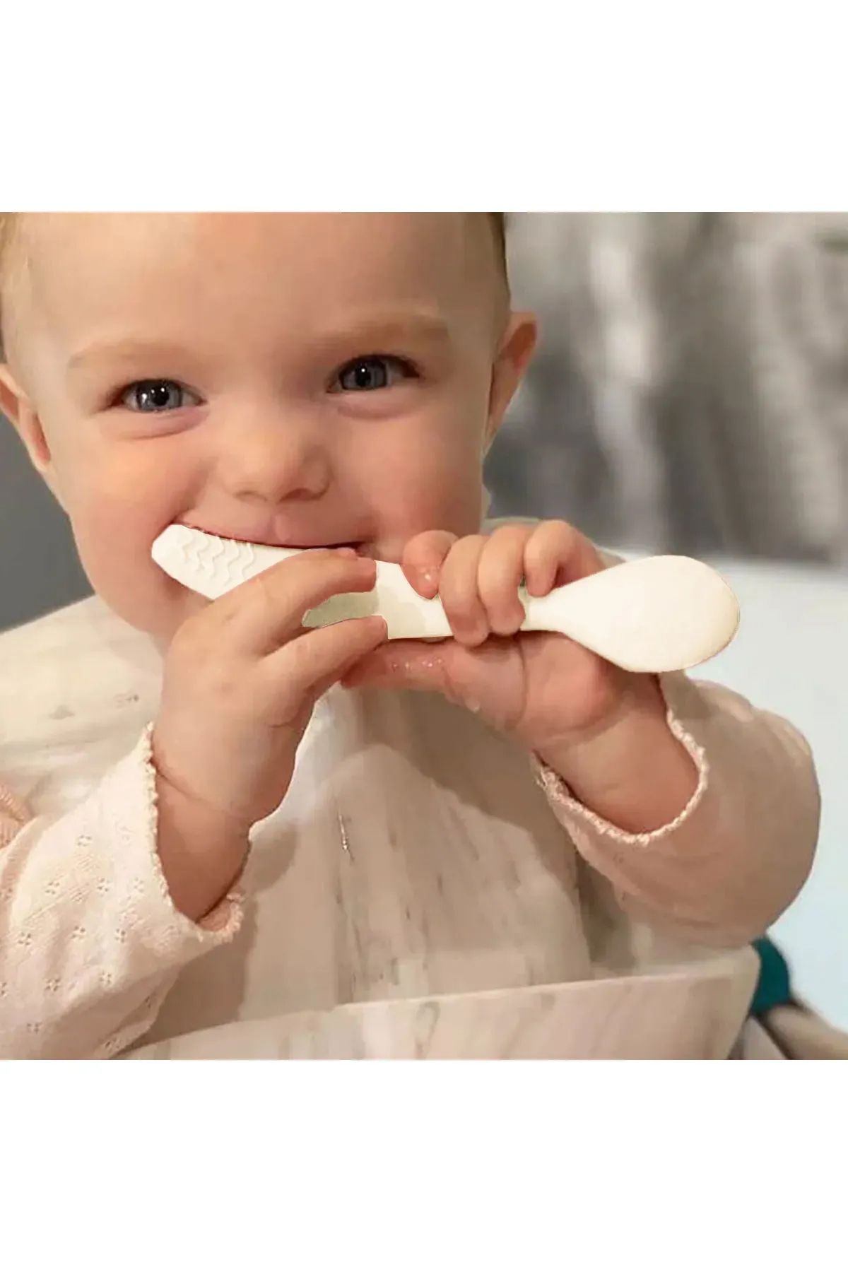 Meleni Baby 2'li Diş Kaşıyıcı Bebek Mama Kaşığı - Silikon Mama Kaşığı - Pembe, Bej fotoğrafı 2 (önizleme)