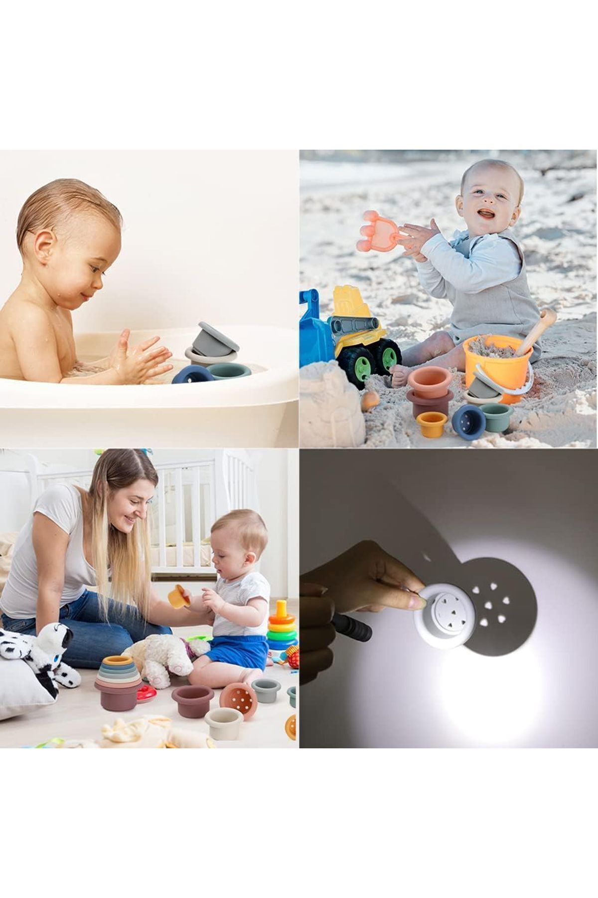 Meleni Baby 7 Parça Silikon Kule Oyuncak - Bebek Duyusal Eğitici Oyun Kulesi Aktivite Oyuncağı Renkli fotoğrafı 4 (önizleme)