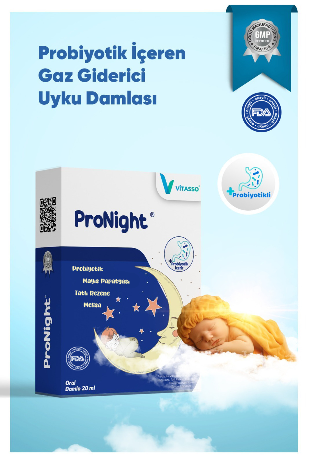 Vitasso Pronight Çocuklar Için Probiyotik Içeren Gaz Ve Uyku Damlası Damla 20 ml fotoğrafı 6 (önizleme)