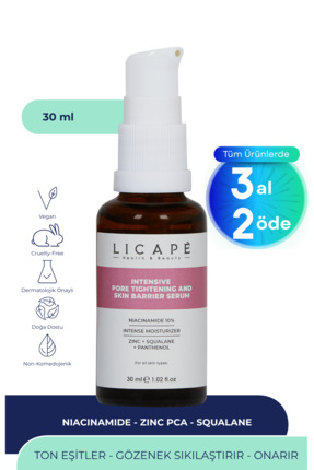 Licape Gözenek Sıkılaştırıcı ve Cilt Bariyeri Güçlendirici Niacinamide %10 Se...