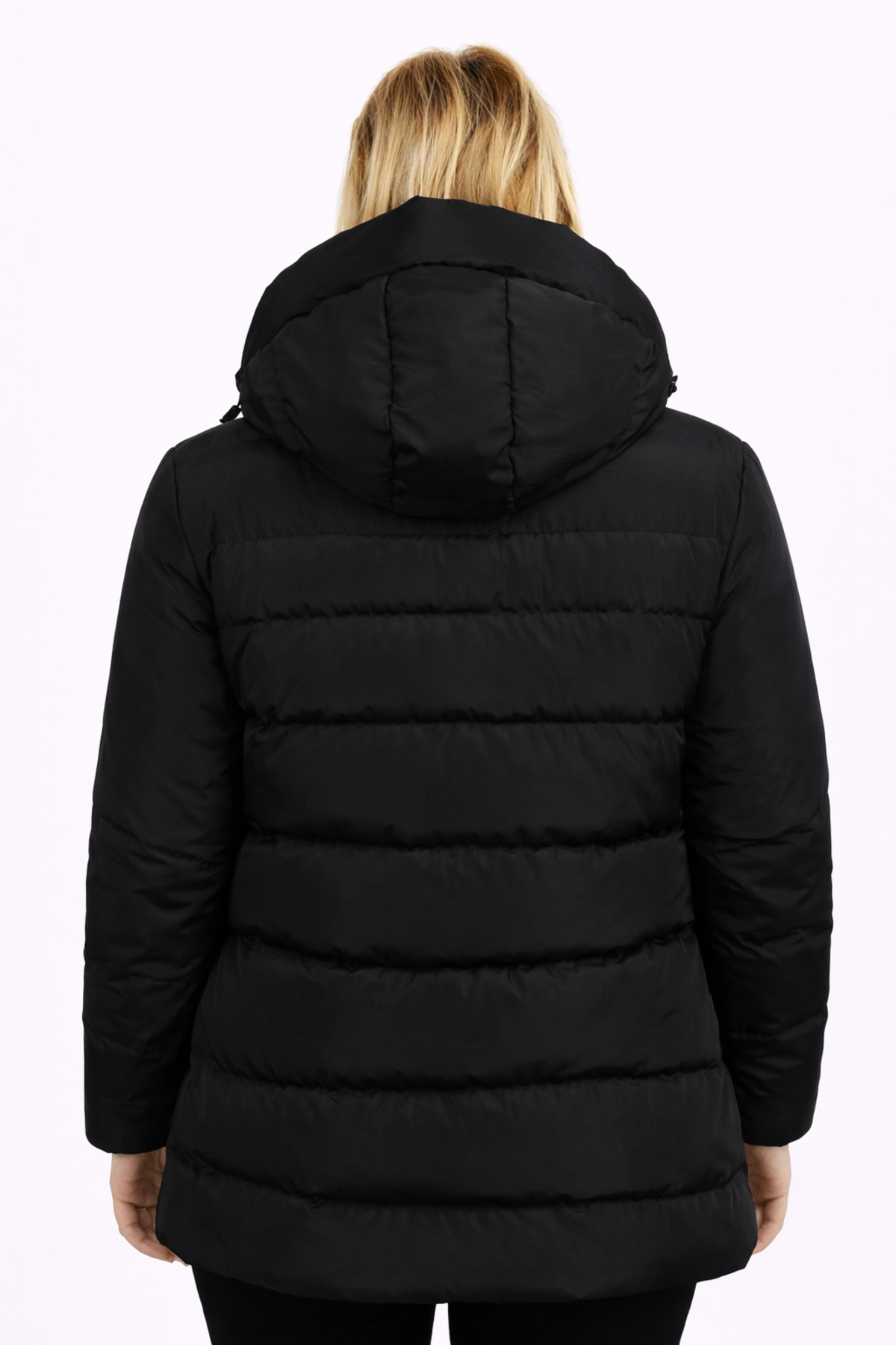 Montland  Kadın Siyah Kapüşonlu Astarlı Su Geçirmez Rüzgara Dayanıklı Şişme Mont & Kaban & Parka - Görsel 4