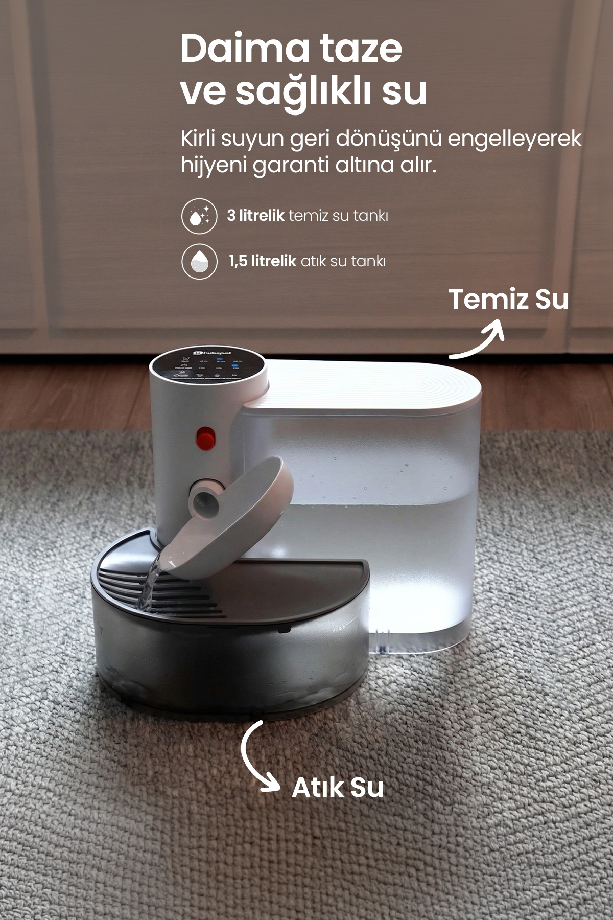 Xenon Smart Akıllı Kedi Besleme Set Wi-Fi Kedi Mama Kabı Çelik Kase, 3L Kablosuz Otomatik Su Pınarı Şarjlı fotoğrafı 5 (önizleme)