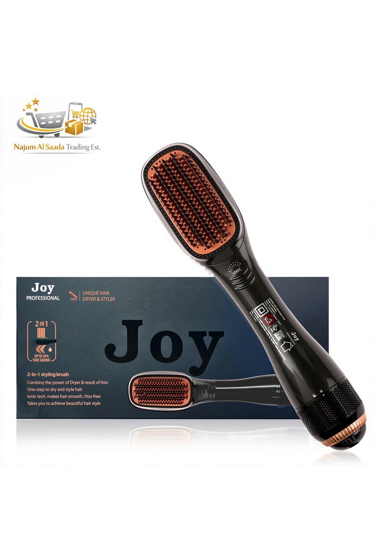 Joi جهاز تصفيف الشعر جوي بروفيشنال 1200 واط 2 في 1، مجفف ومملس للشعر، فرشاة ش...