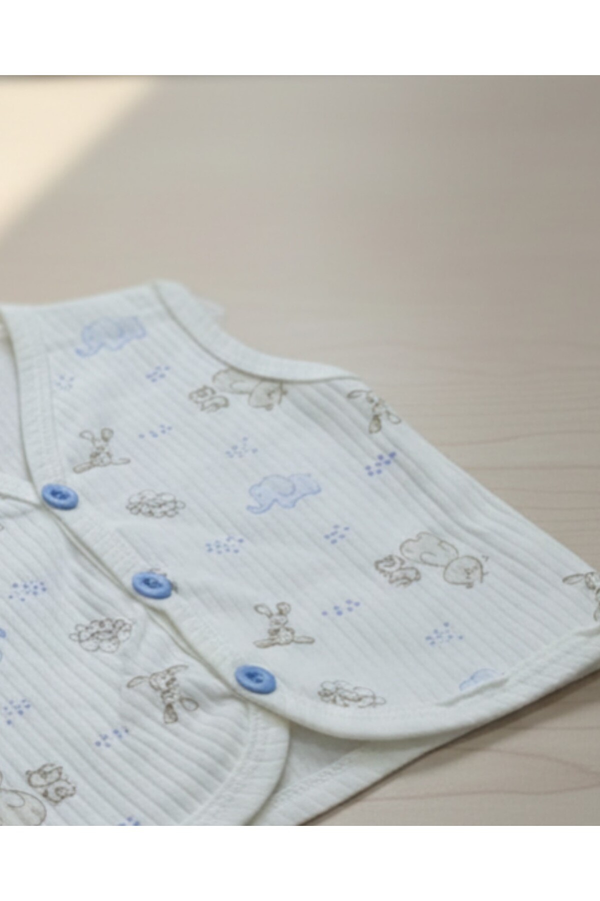 Egelite Erkek Bebek Ayıcık Baskıılı Fitilli 3-6-9-12-18-24 Aylık Penye Bebek Yeleği fotoğrafı 3 (önizleme)