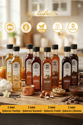 By Tüfekçi Şekersiz (Sugar Free) 8’li Kokteyl ve Kahve Şurubu | Yüksek Aromal...