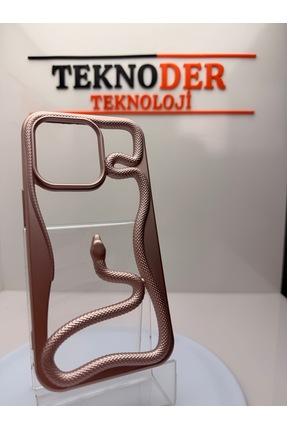 Teknoder iPhone 15 Pro Zebana 3D Snake Silikon Yılan Kılıf Aksesuar