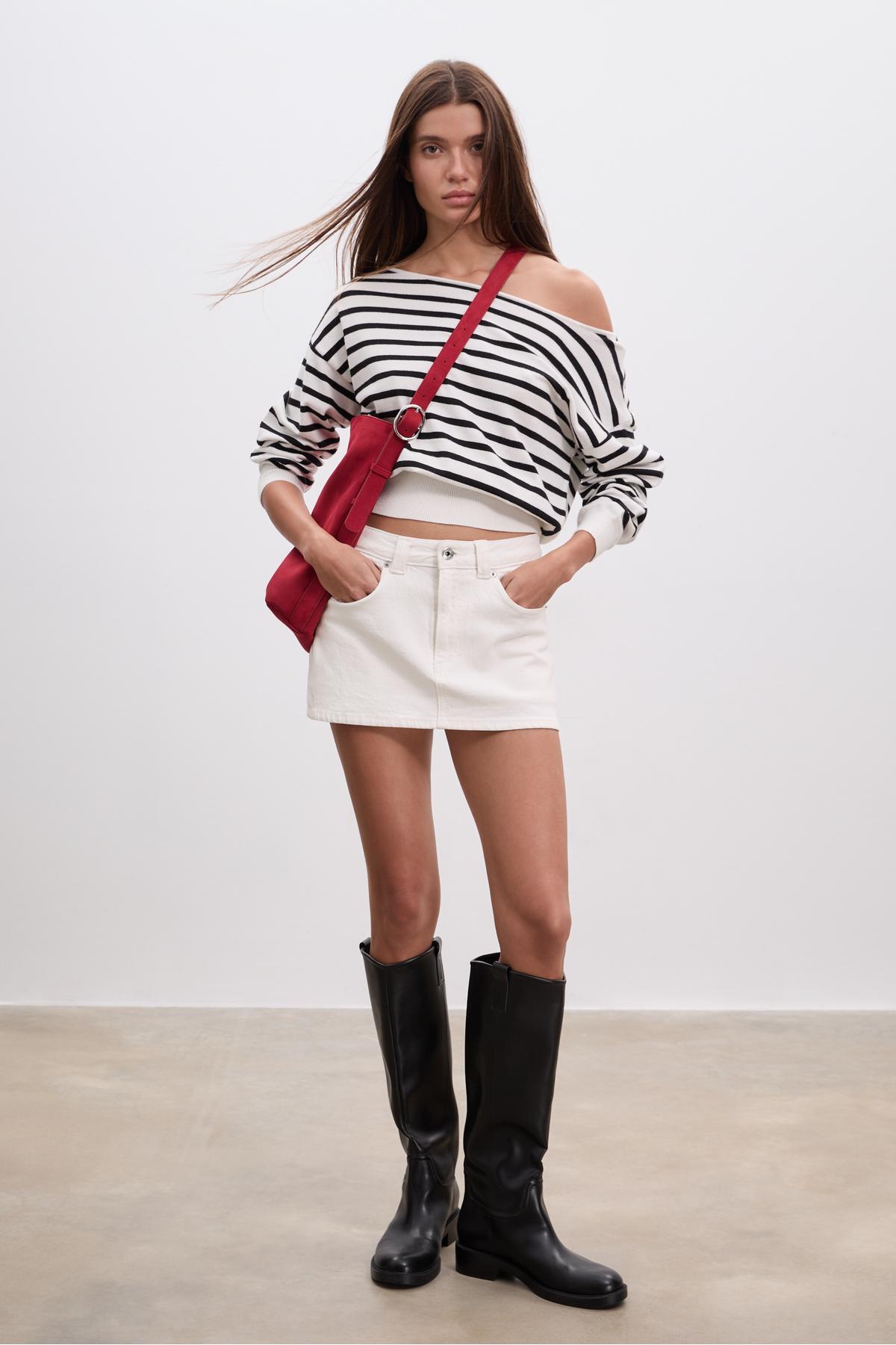 Stradivarius  D62 denim şort etek