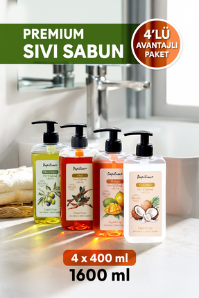 Papilion Vegan 4'lü Sıvı El Sabun Avantajlı Paket 4x400 ml Hindistan Cevizi U...