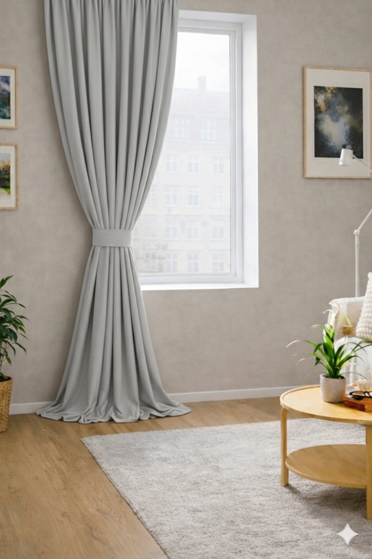 Light Gray Velvety Fabric Extrafor Shirring New Season Single Wing Background Curtain