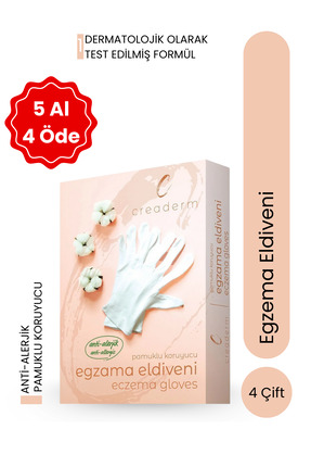 CREADERM Pamuklu Koruyucu Egzama Eldiveni-%100 Pamuklu- Egzema Eldiveni- 4 Adet