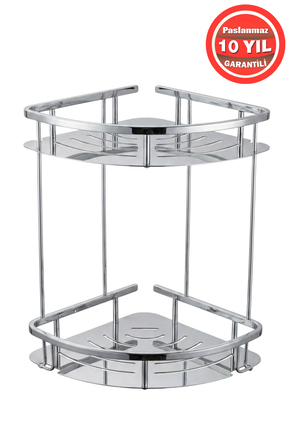 BanyomHome Krom Paslanmaz Pirinç 2'Li Marin Şampuanlık Banyo Rafı