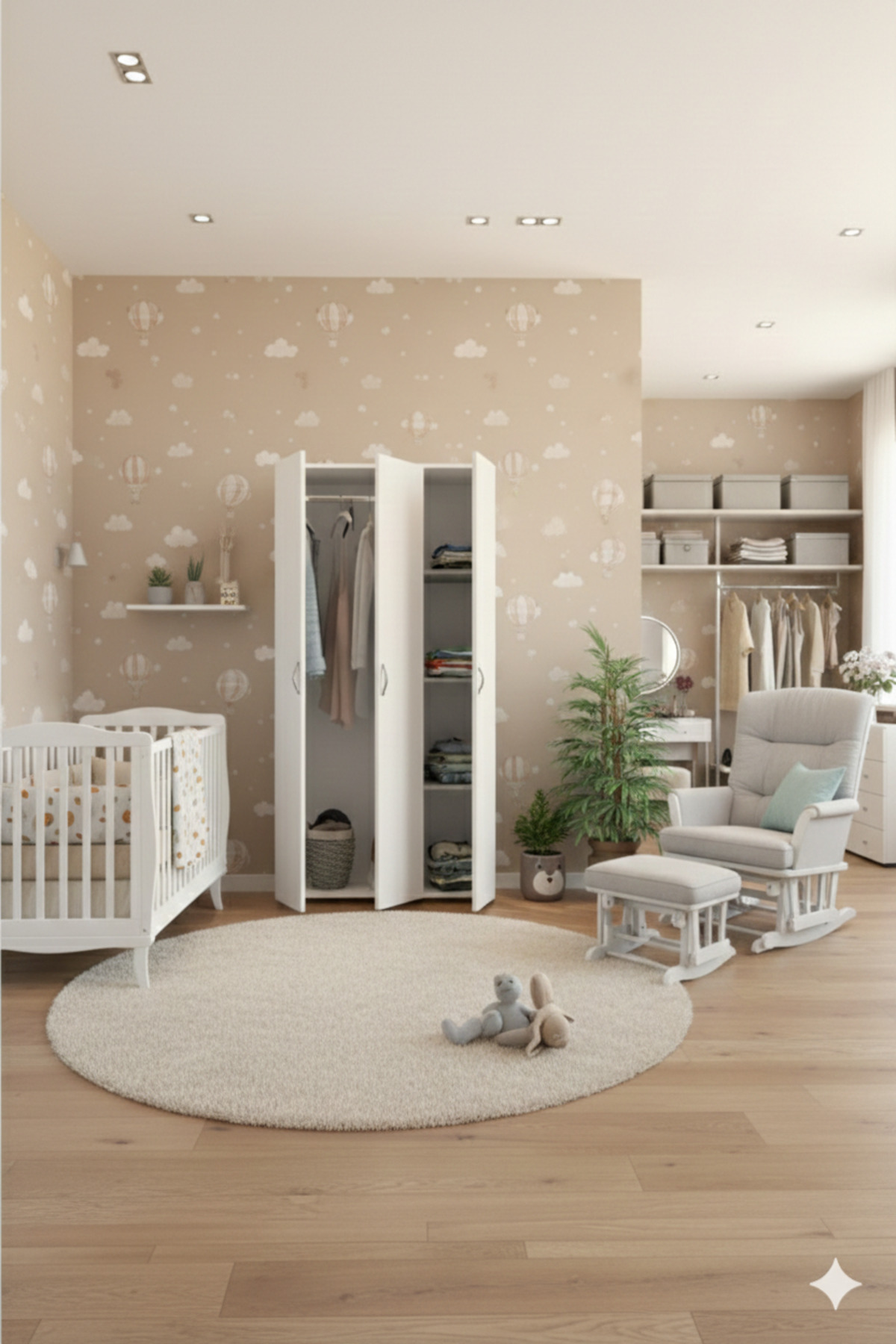 Kzy Mobilya Beyaz Mobilya 3 Kapılı Gardırop fotoğrafı 3 (önizleme)