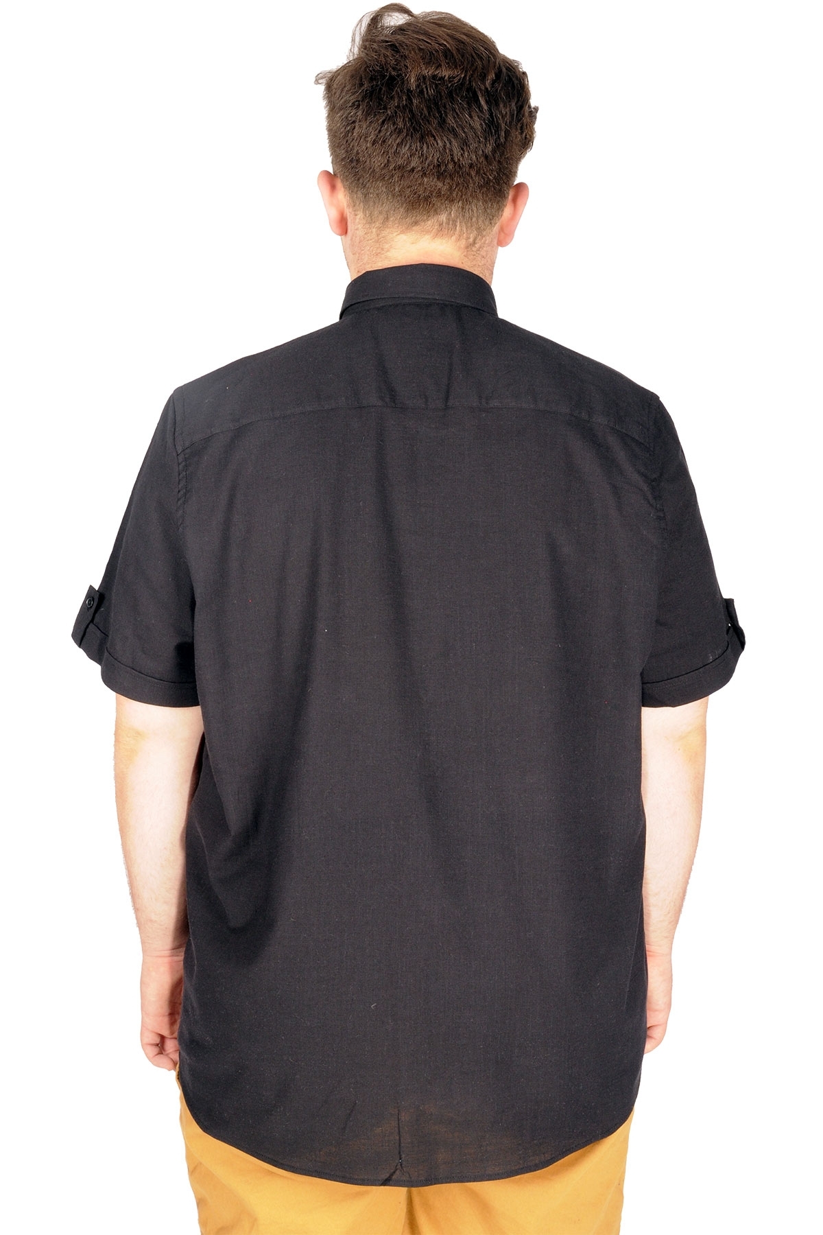 ModeXL Mode XL Büyük Beden Keten Likralı Gömlek Cepli 20389 görsel 8
