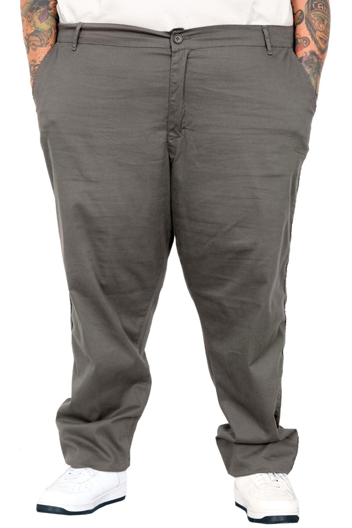 ModeXL Mode XL Büyük Beden Erkek Pantolon Keten Milano 20850 Haki
