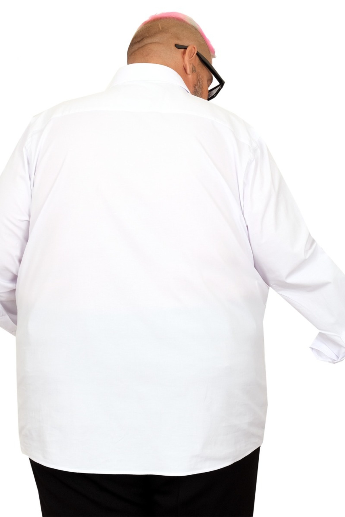 ModeXL Mode XL Büyük Beden Erkek Klasik Cepli Gömlek Likralı 20350 Beyaz görsel 7