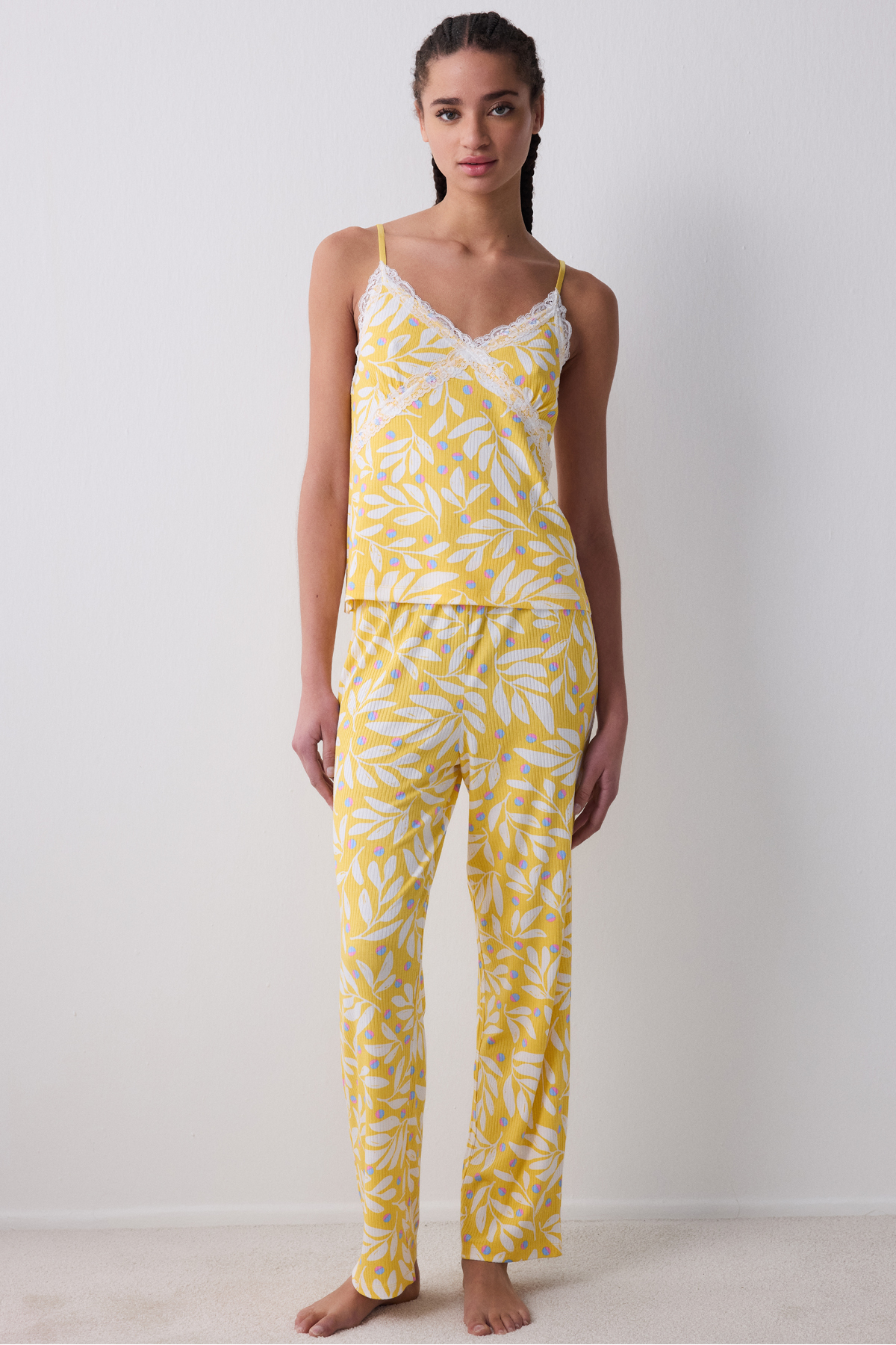 Emilia Yellow Pants Pajamas Set