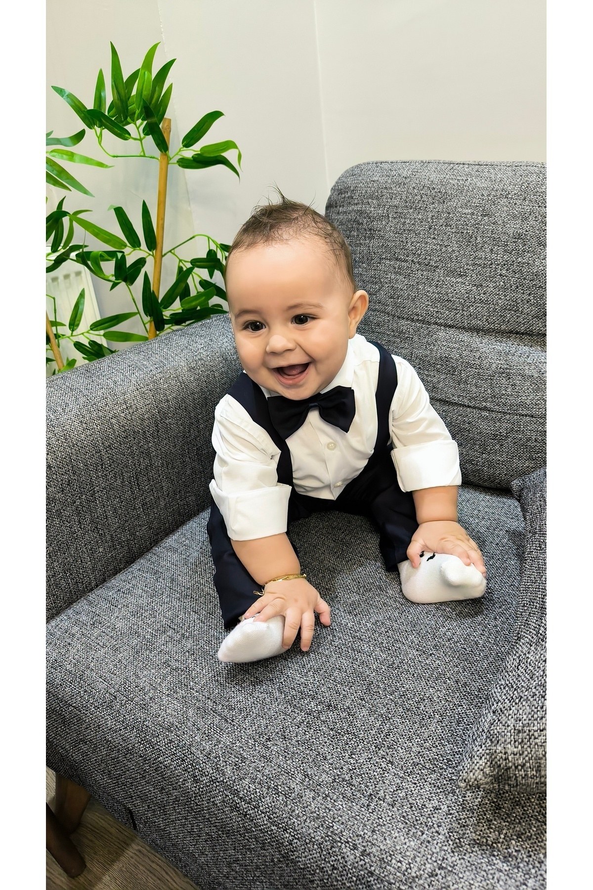 HAYTA Çocuk Takım Çocuk Salopet Takım Gömlekli Papyonlu Lacivert fotoğrafı 5 (önizleme)