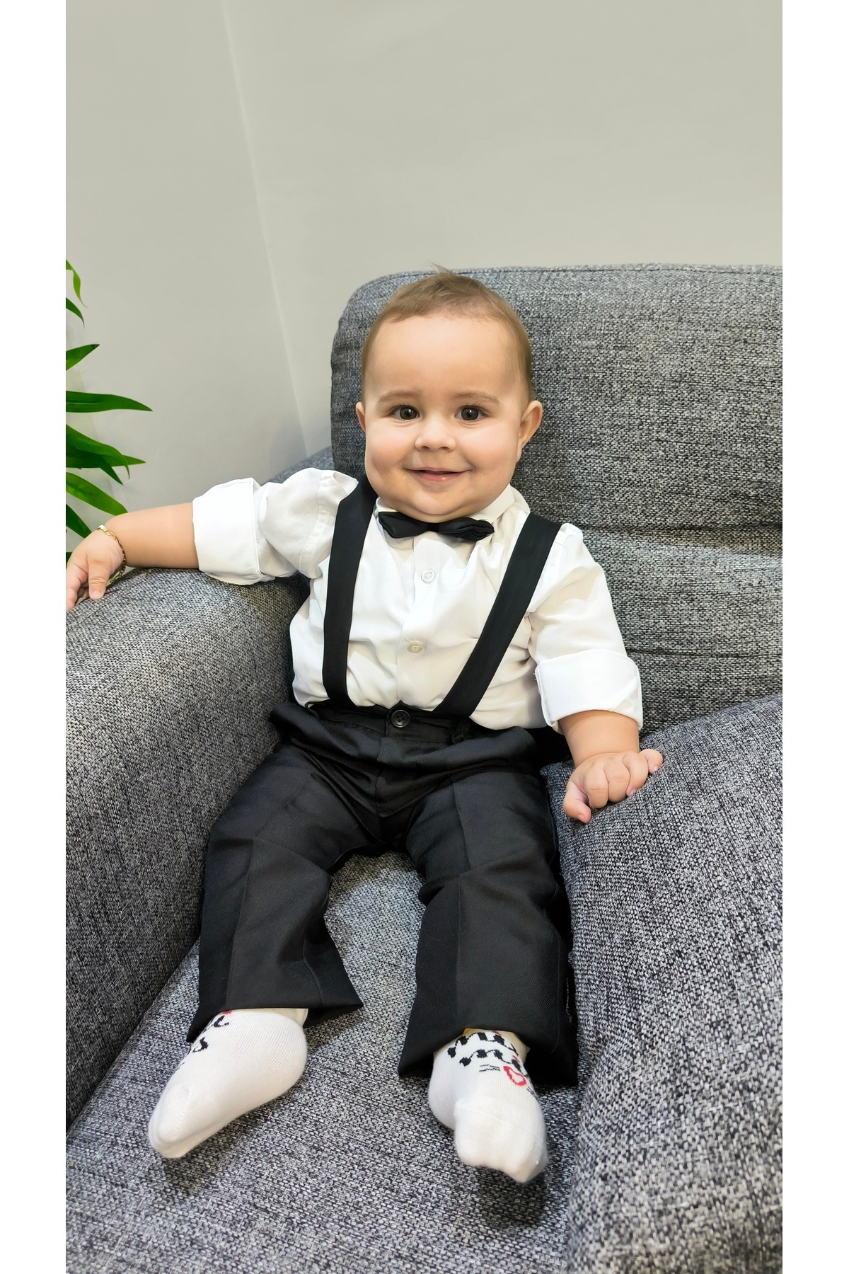 HAYTA Çocuk Takım Çocuk Salopet Takım Gömlekli Papyonlu Siyah fotoğrafı 5 (önizleme)