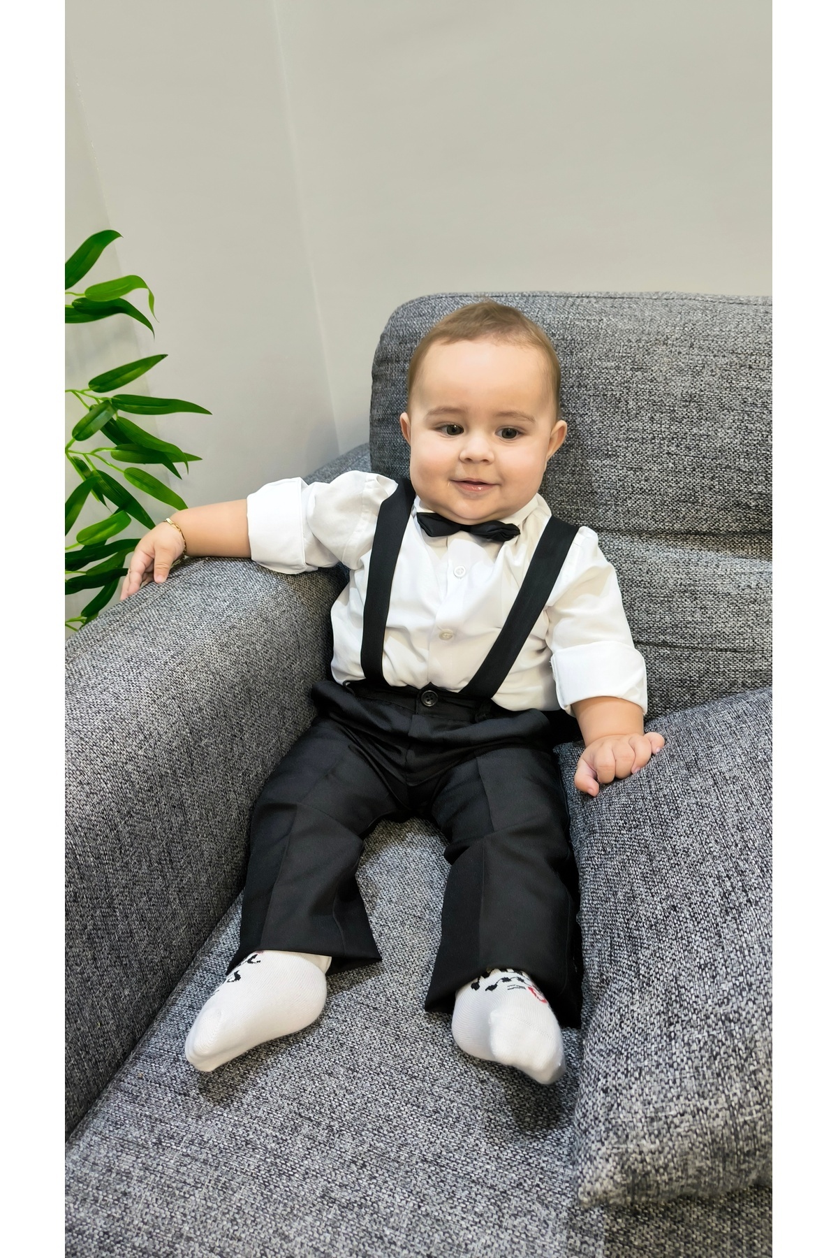 HAYTA Çocuk Takım Çocuk Salopet Takım Gömlekli Papyonlu Siyah fotoğrafı 6 (önizleme)