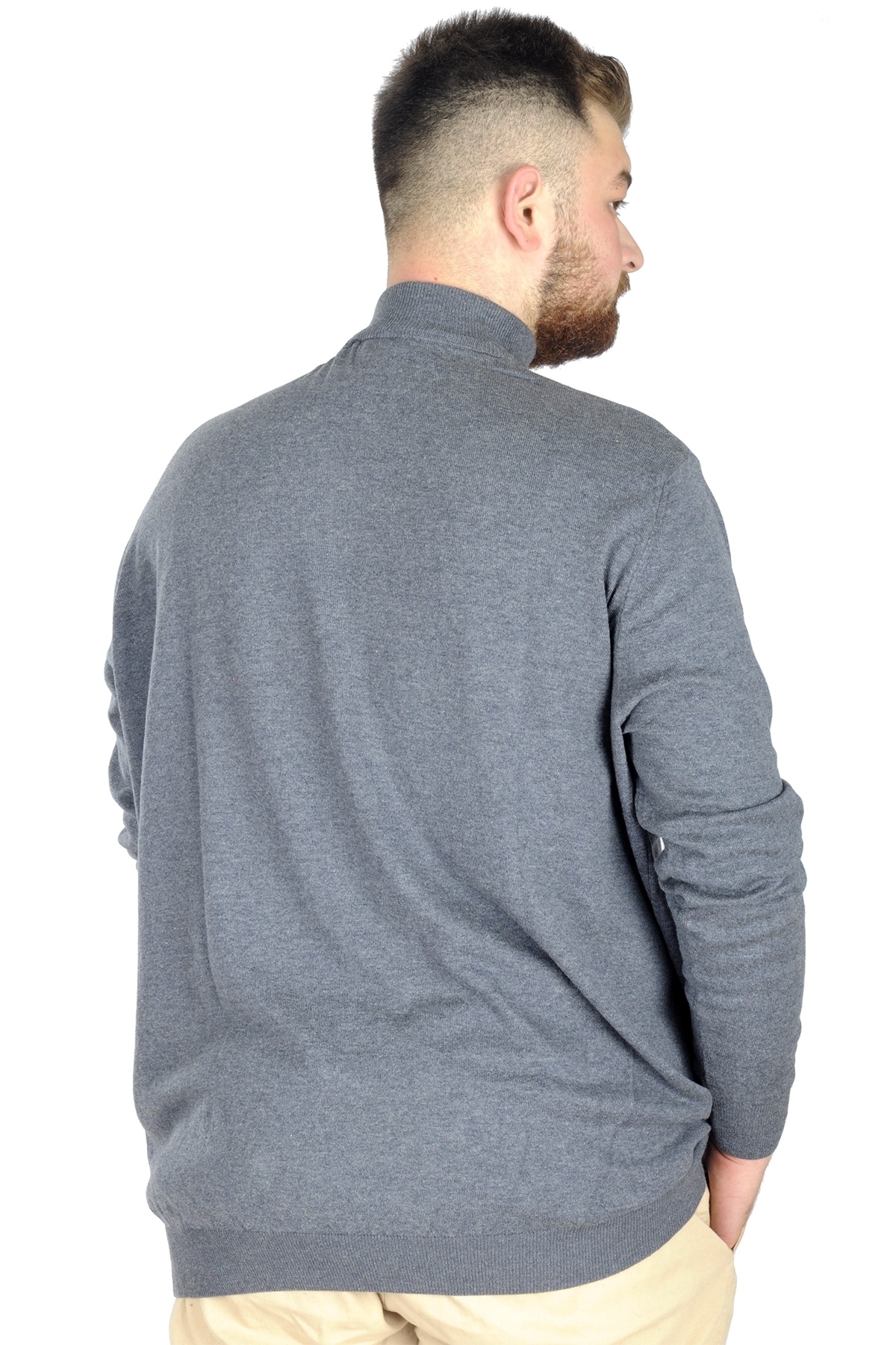 ModeXL Mode XL Büyük Beden Kazak Yarım Balıkçı 22208 İndigo görsel 6