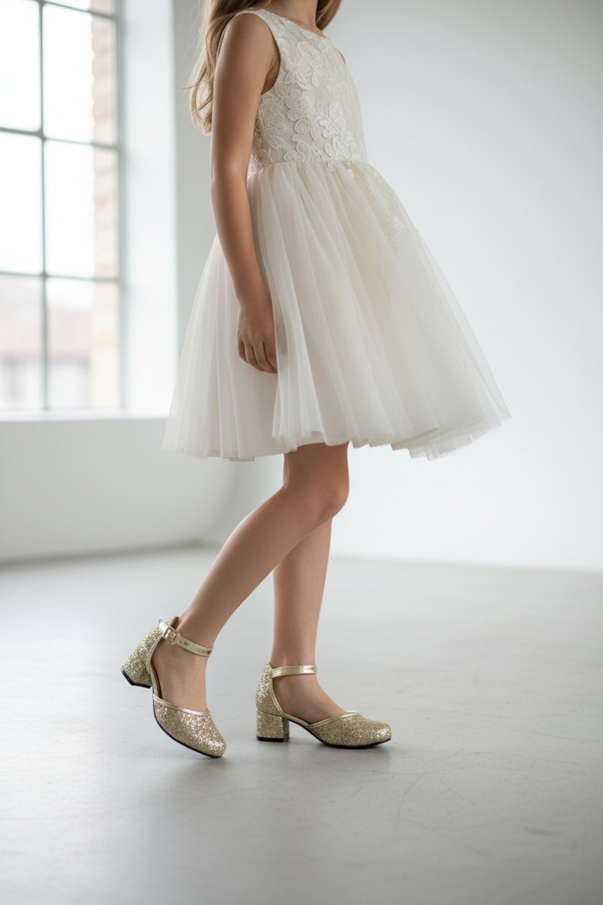 PATİK BEBE Kız Çocuk Gold Renk Kare Topuklu Abiye Ayakkabı fotoğrafı 4 (önizleme)