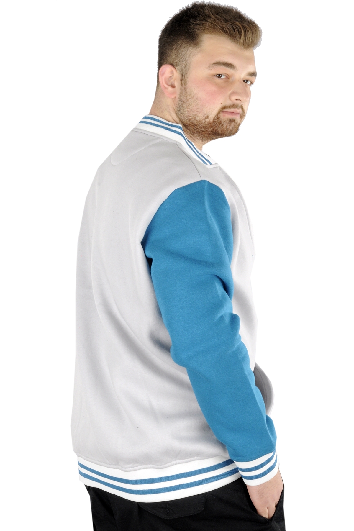 ModeXL Mode XL Büyük Beden Erkek Kolej Mont 22618 Gri görsel 8