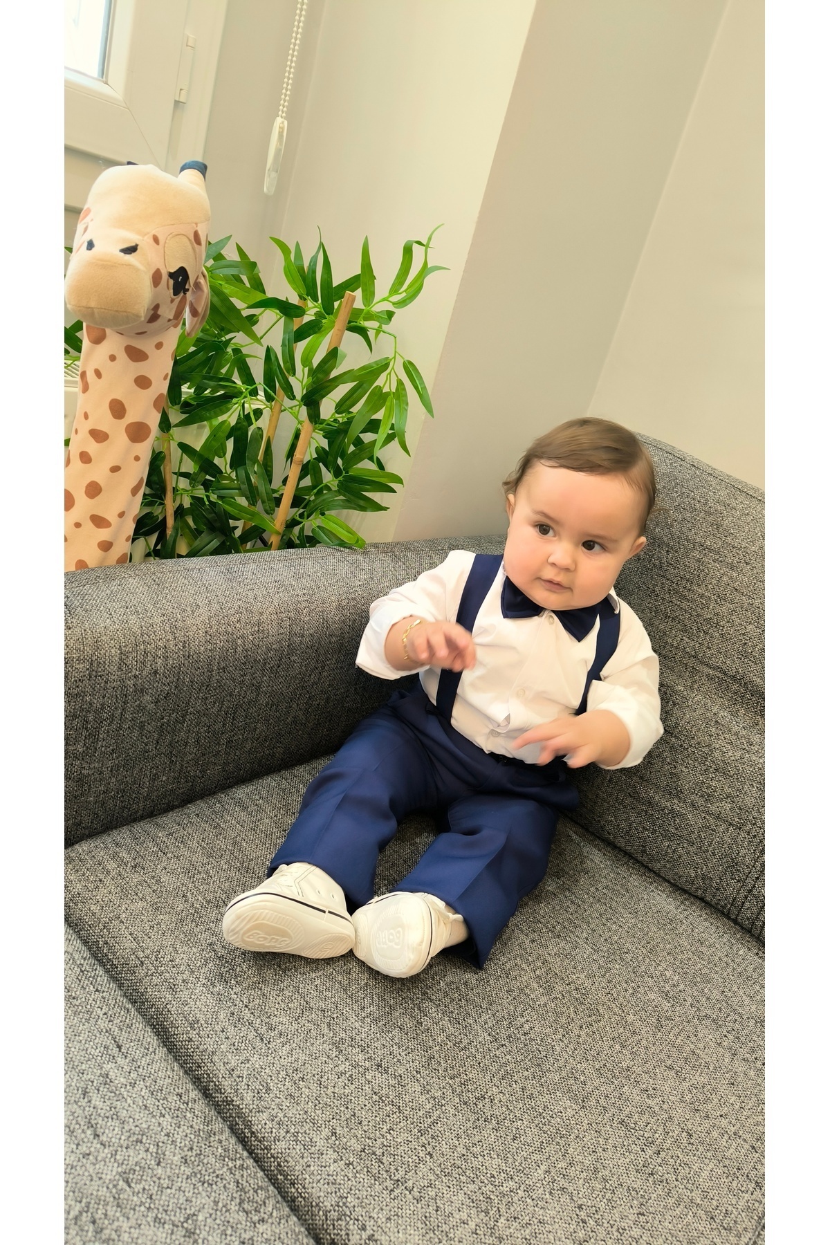 HAYTA Çocuk Takım Çocuk Salopet Takım Gömlekli Papyonlu Sax fotoğrafı 2 (önizleme)