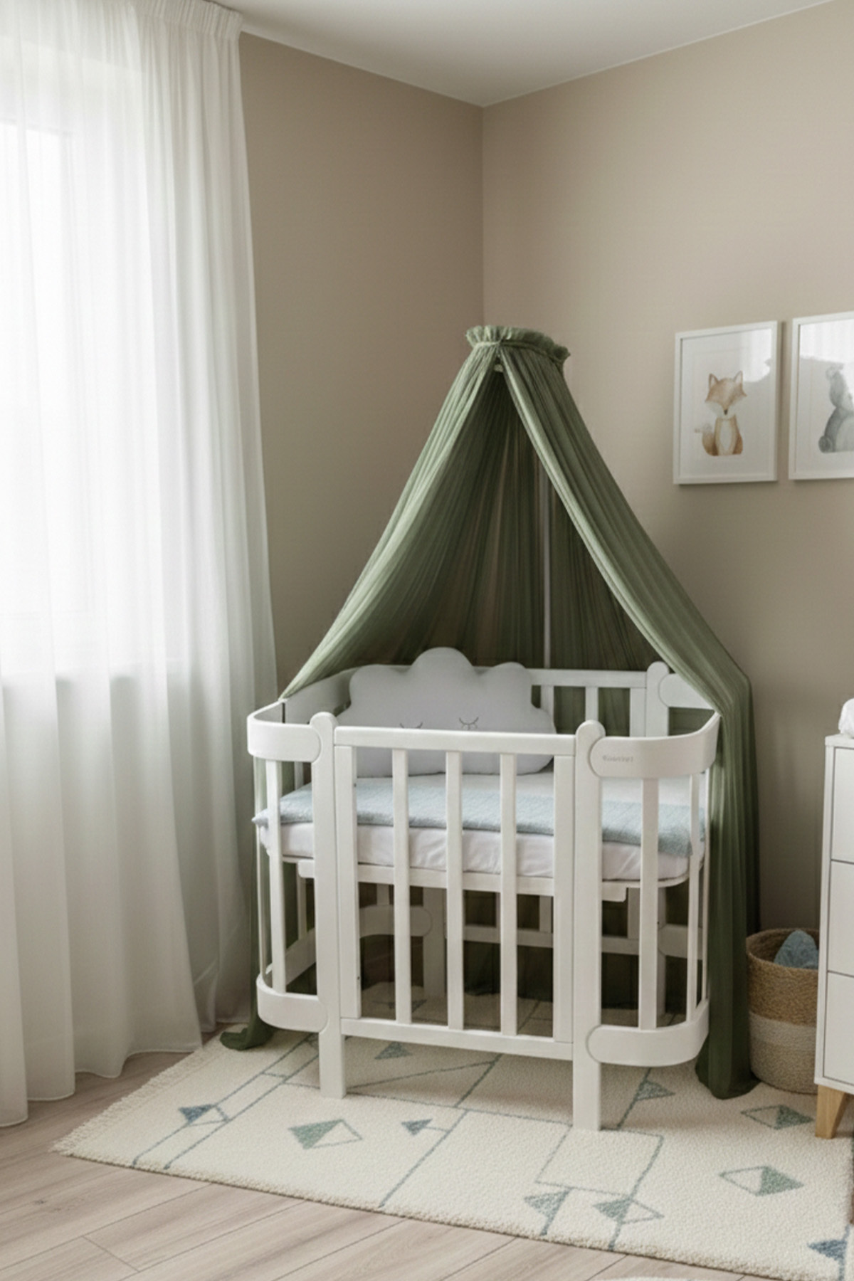 Kiddy Happy Haki Beşik Cibinliği Ve Cibinlik Aparatı fotoğrafı 2 (önizleme)