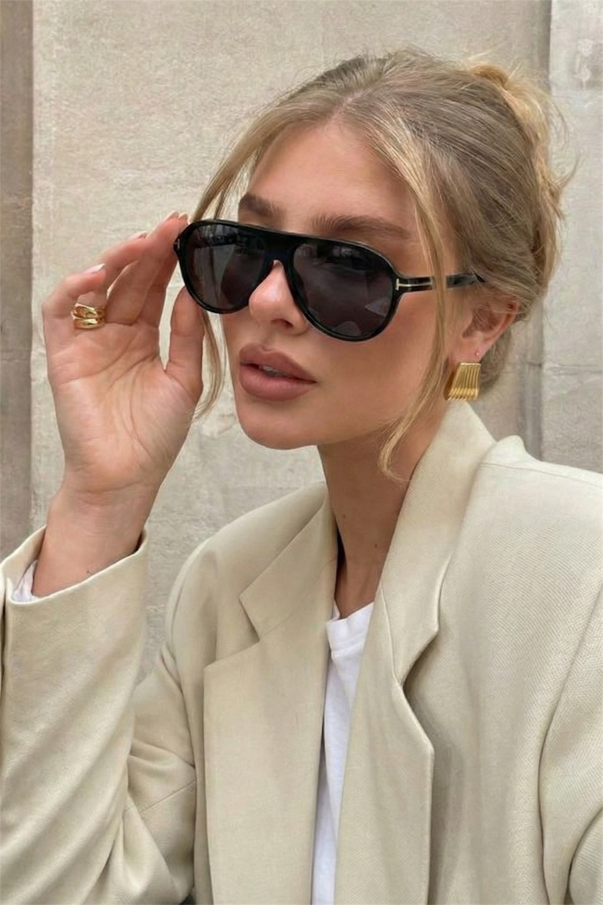 Eyesofia Clara Unısex Vintage Siyah Güneş Gözlüğü görsel 2