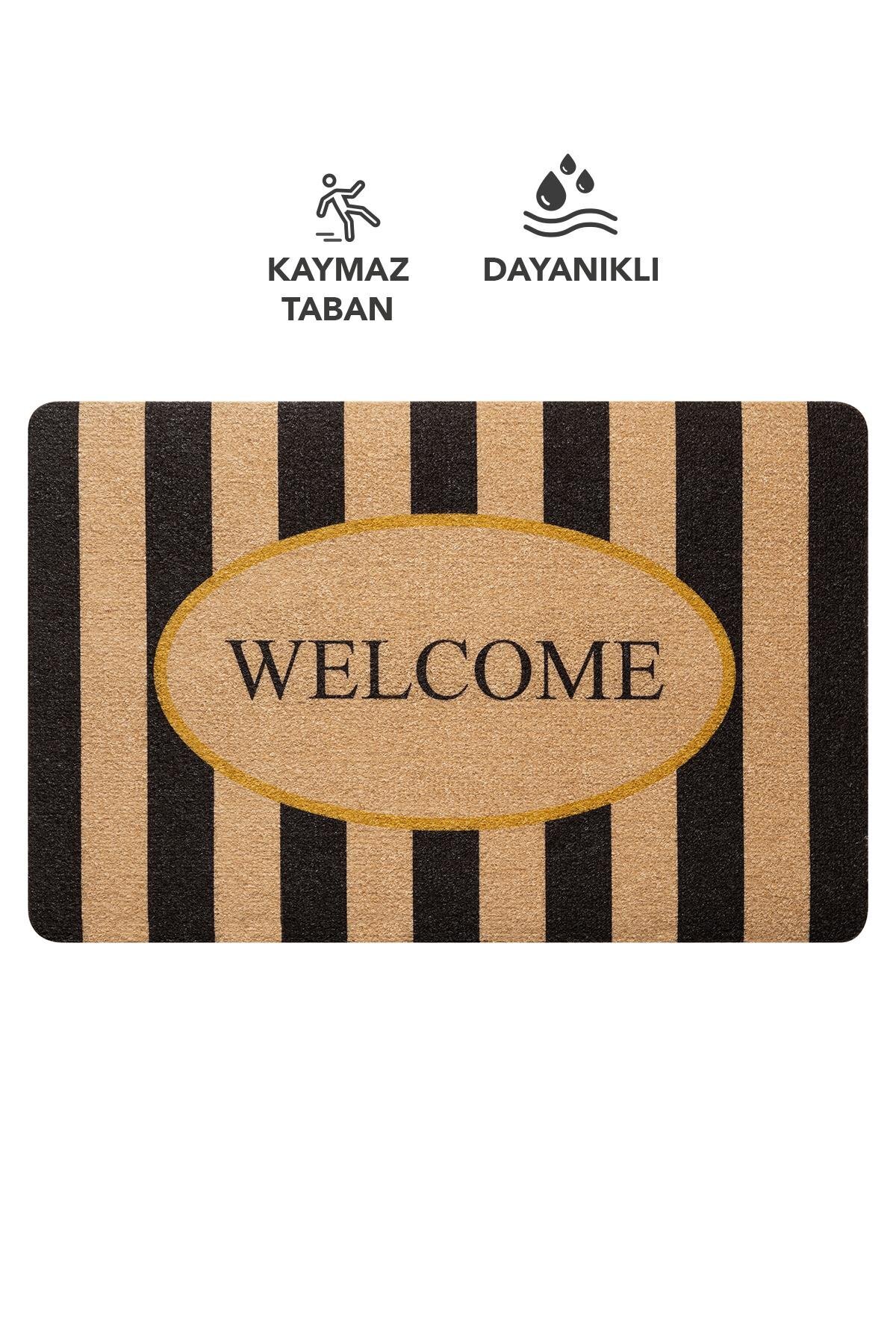 CocoJoy PJ002A Welcome Pattern Striped Thick Anti-Slip Base Dehumidifier Stylish Design Door Mat