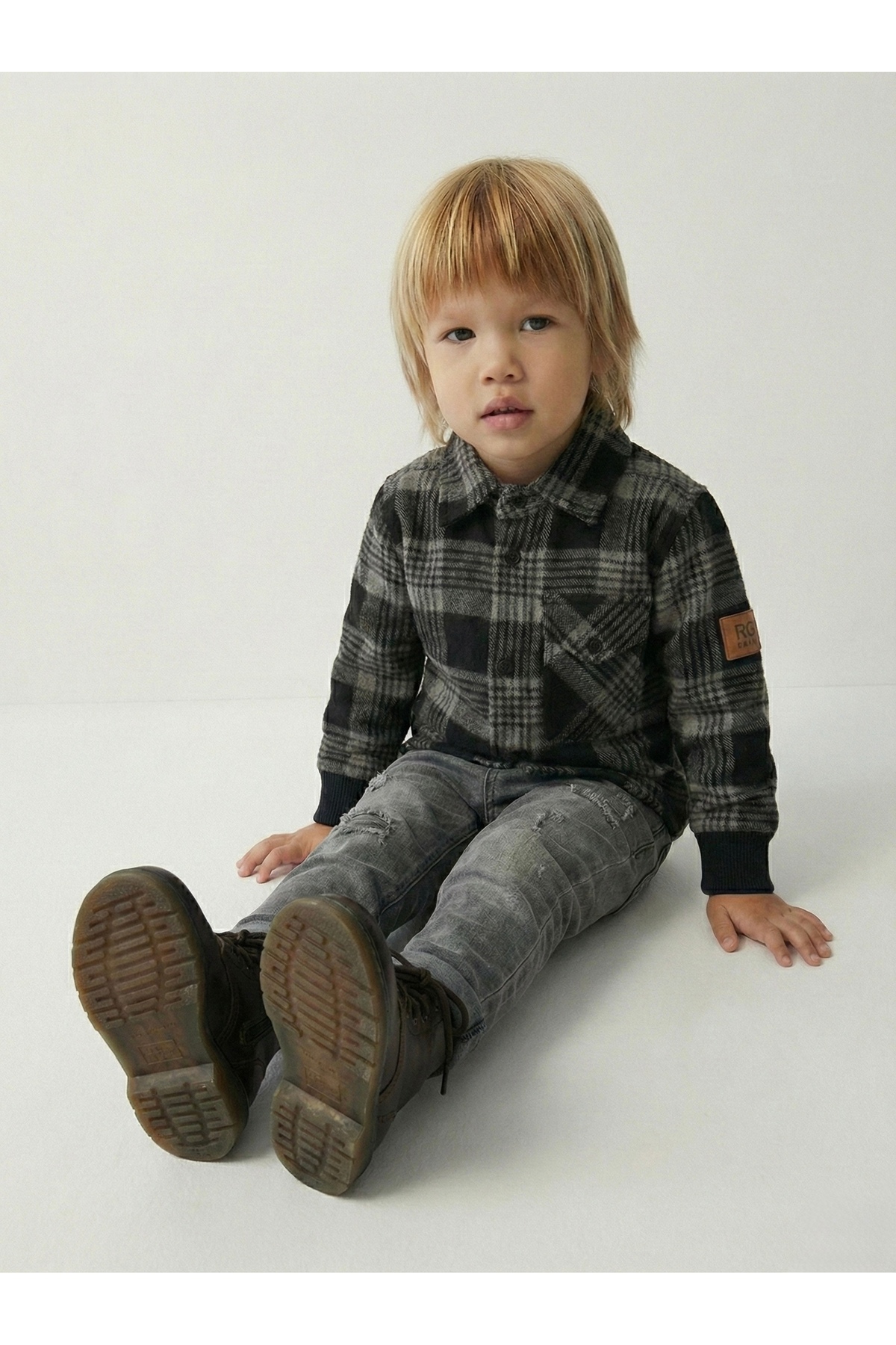 rg kidsstore Bebek Jaglon Detaylı Oduncu Gömleği fotoğrafı 3 (önizleme)