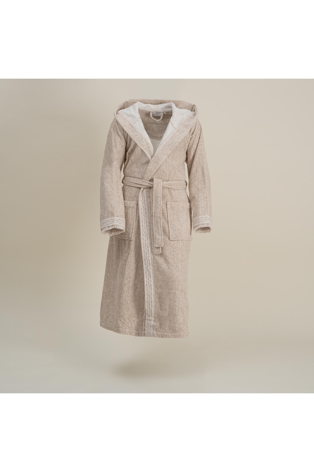 Ramina Men's Bathrobe 100% Organic Cotton Jacquard Beige