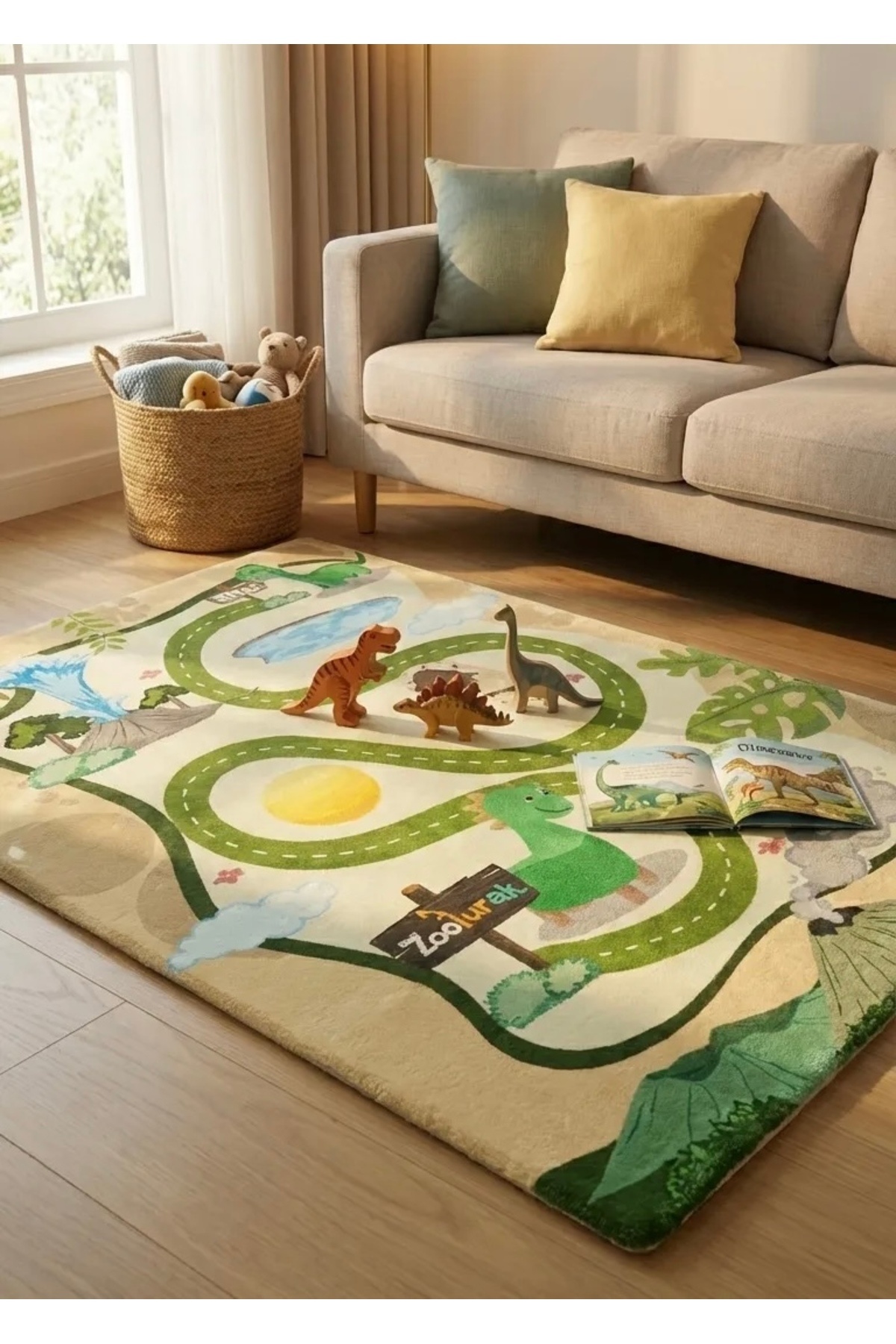 zooturak Çocuk Oyun Matı Bebek Minderi Dinazor 100x150 fotoğrafı 2 (önizleme)