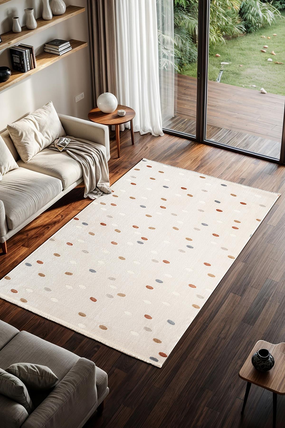 Cotto Home Cotto Cool CL003R Renkli Akrilik Halı Tozu Az Pamuk Tabanlı Salon Koridor Oturma Yatak Odası Halısı fotoğrafı 5 (önizleme)