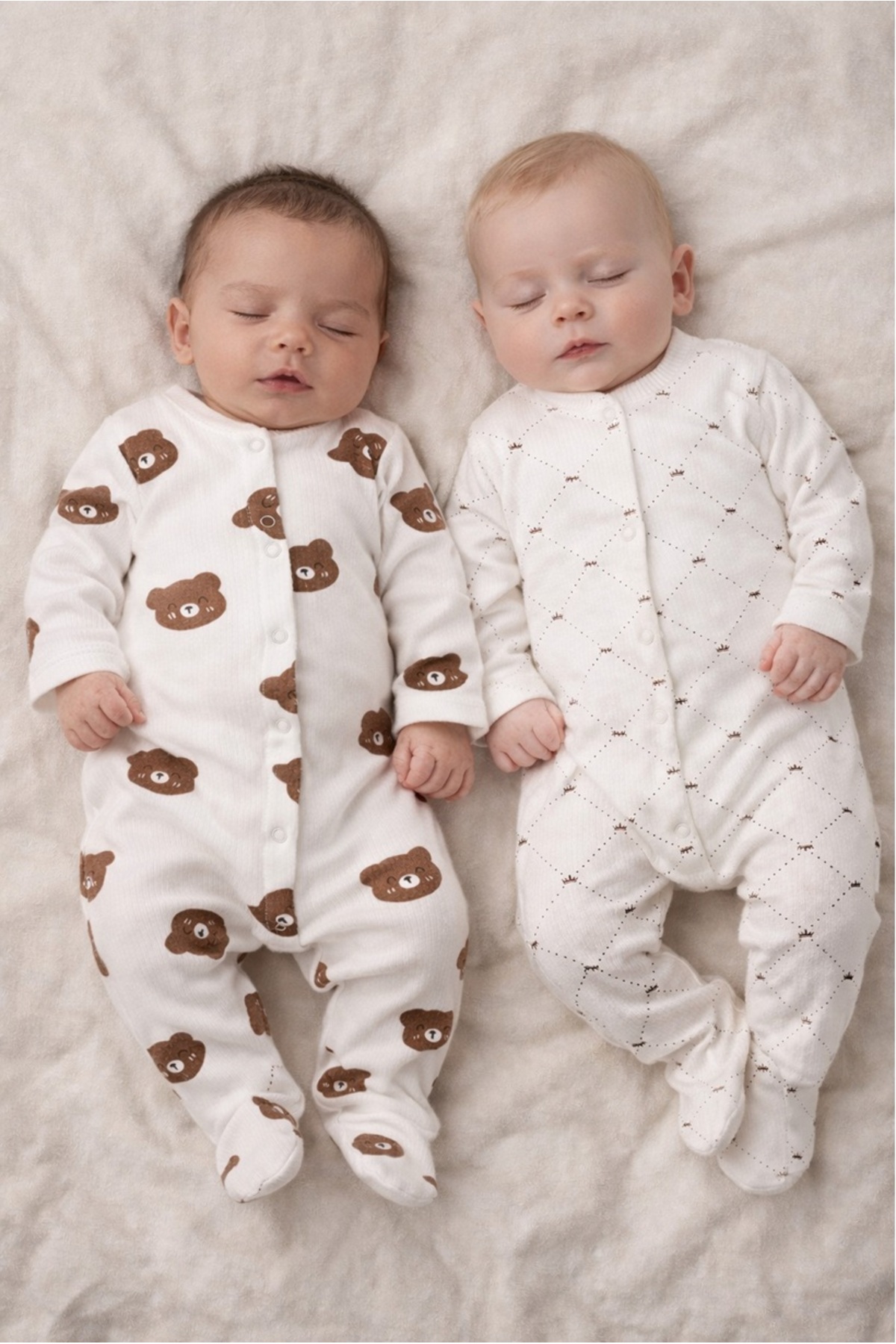 ENİA BABY Erkek Bebek 2'li %100 Pamuklu Patikli Desenli Yenidoğan Tulum Seti 0-3 Ay fotoğrafı 2 (önizleme)