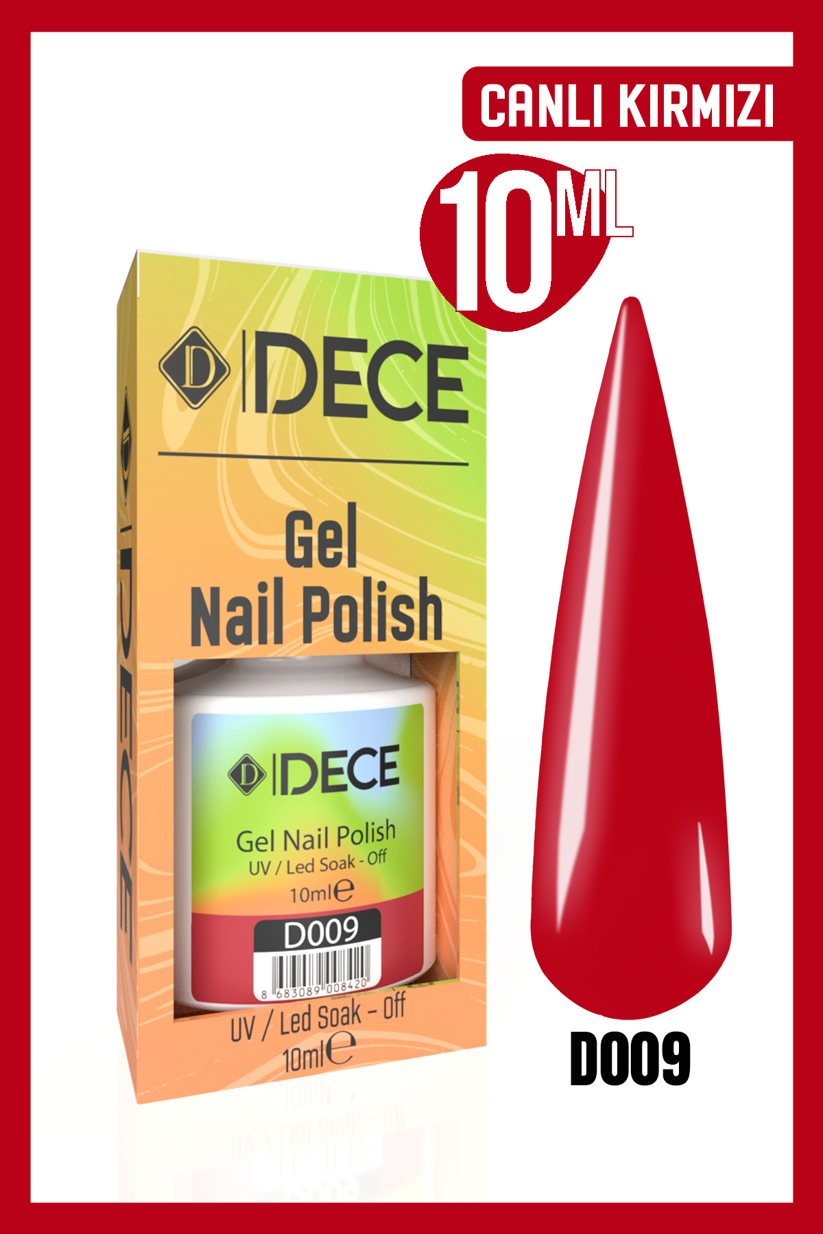 Kalıcı Oje Uv Led D009 (KIRMIZI SERİSİ) 10ml — قرمز 8683089008345004