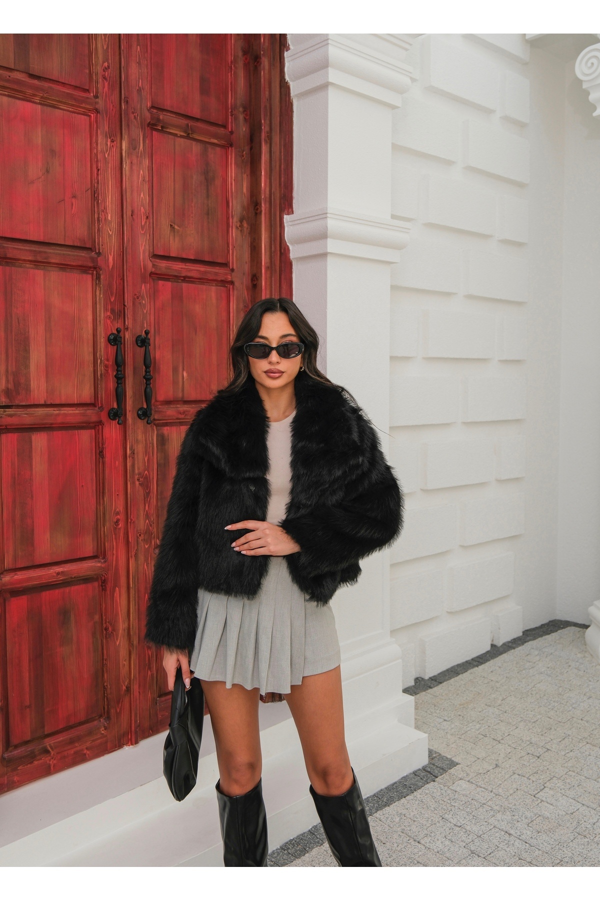 MODA DURAĞI  Kadın Yeni Sezon Şal Yaka Oversize Kürk - Görsel 3