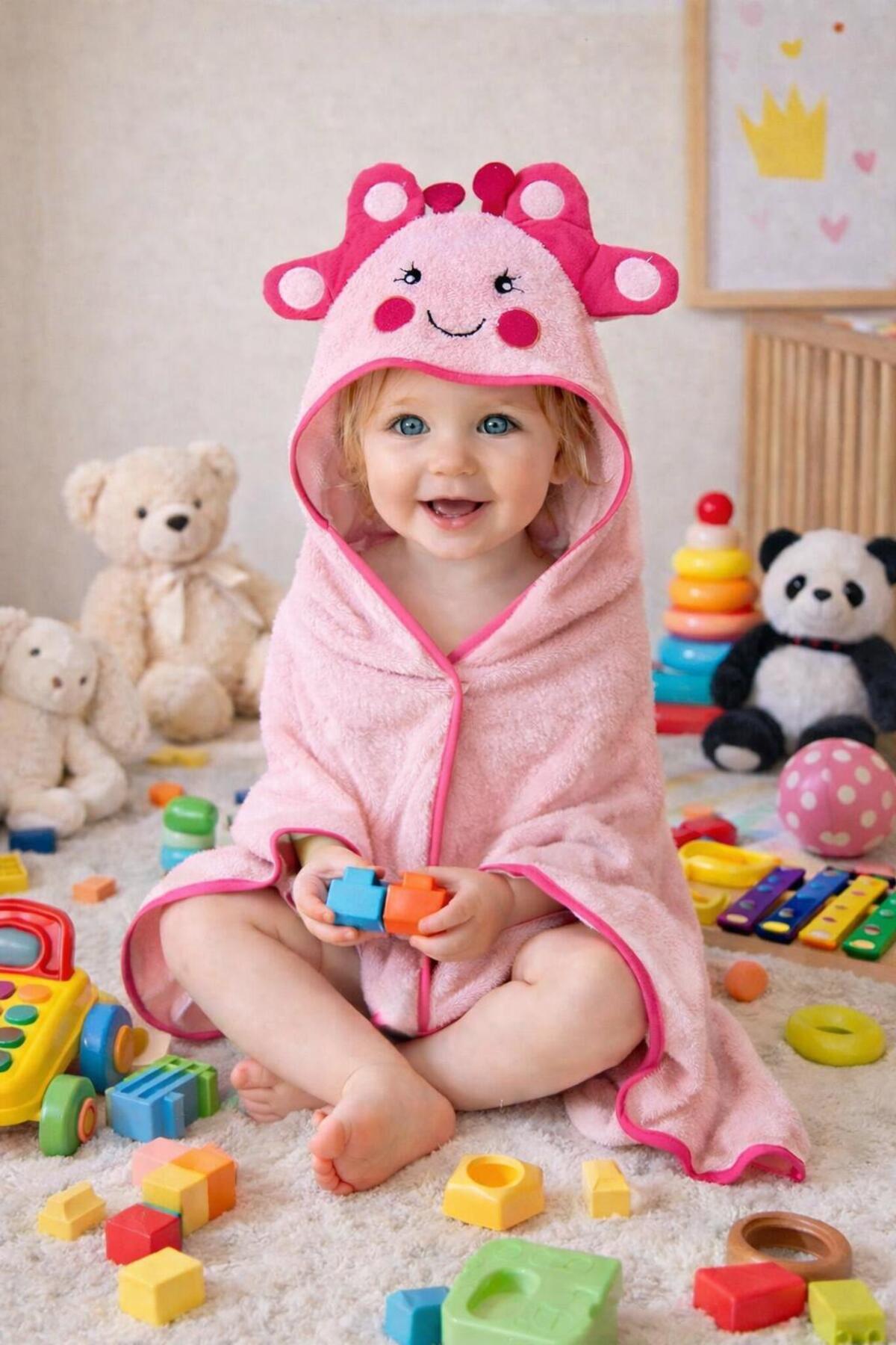 zenginhome %100 Pamuk 75x75 Bebek Banyo Havlusu / Kundak - Kelebek fotoğrafı 2 (önizleme)