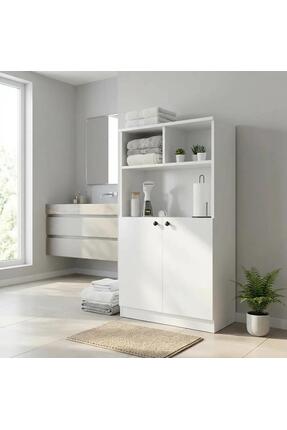 hey modüler mobilya Deren Banyo Dolabı Çok Amaçlı Dolap Bölmeli Raf Beyaz 72 cm
