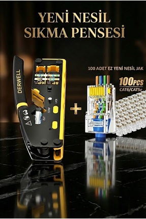 Derwell Yeni Nesil Ez Pense RJ45 Sıkma Aracı Cat5/Cat6/Cat7 Pense Kesici Rj11...
