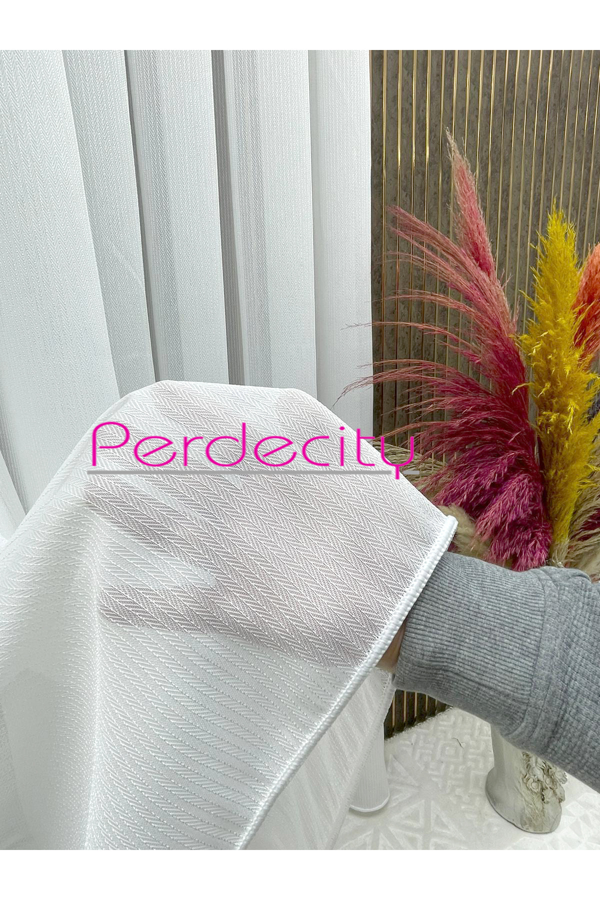 Bamboo Herringbone Pattern Tulle Curtain 1x3 frequent Pleated Iron-On Wrinkle-Free Suitable for Every Room