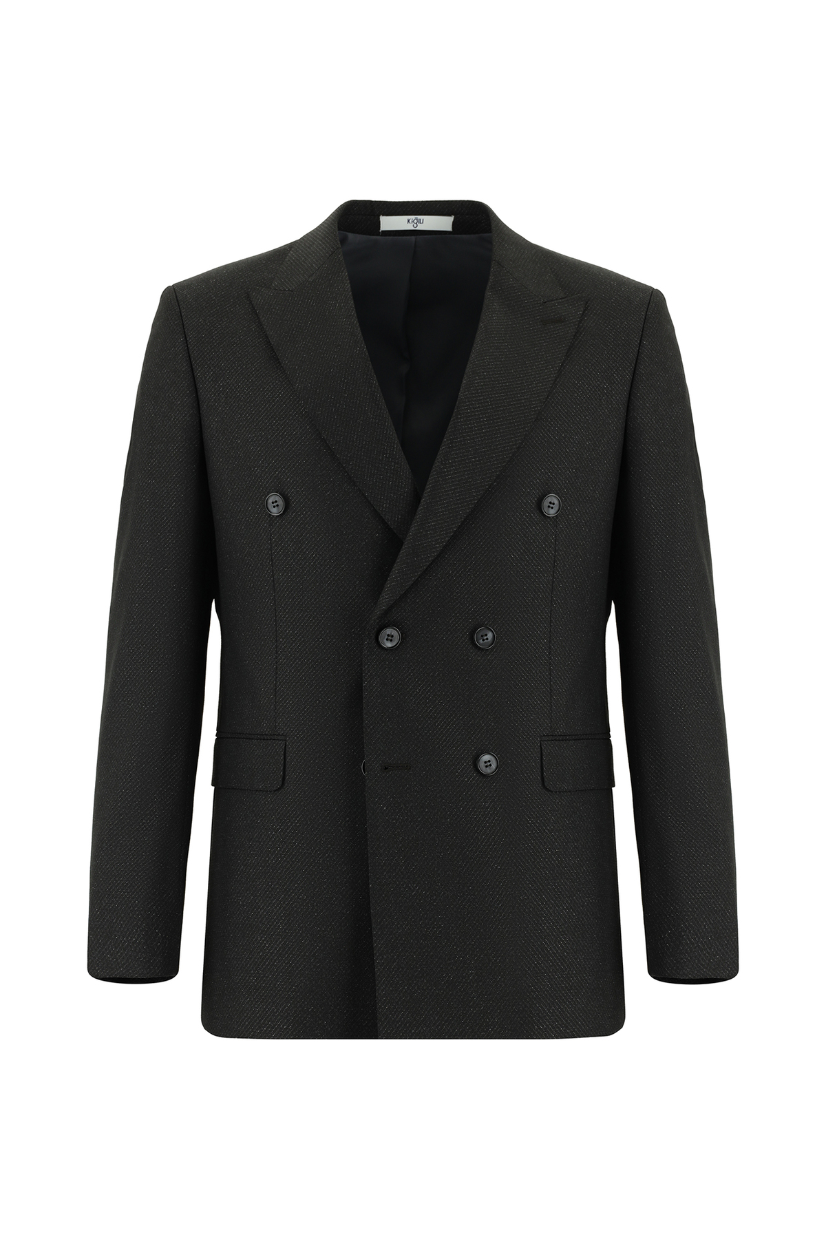 Kiğılı  7 Drop Slim Fit Dar Kesim Desenli Kruvaze Takım Elbise - Görsel 2