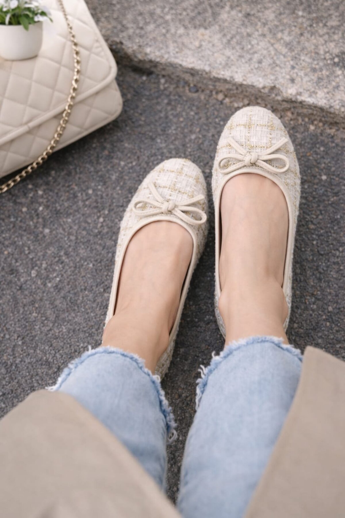 Slipcat  Tüvit Kumaş Mary Jane Babet Şık Tokalı Ortopedik Taban Günlük Ayakkabı - Görsel 4