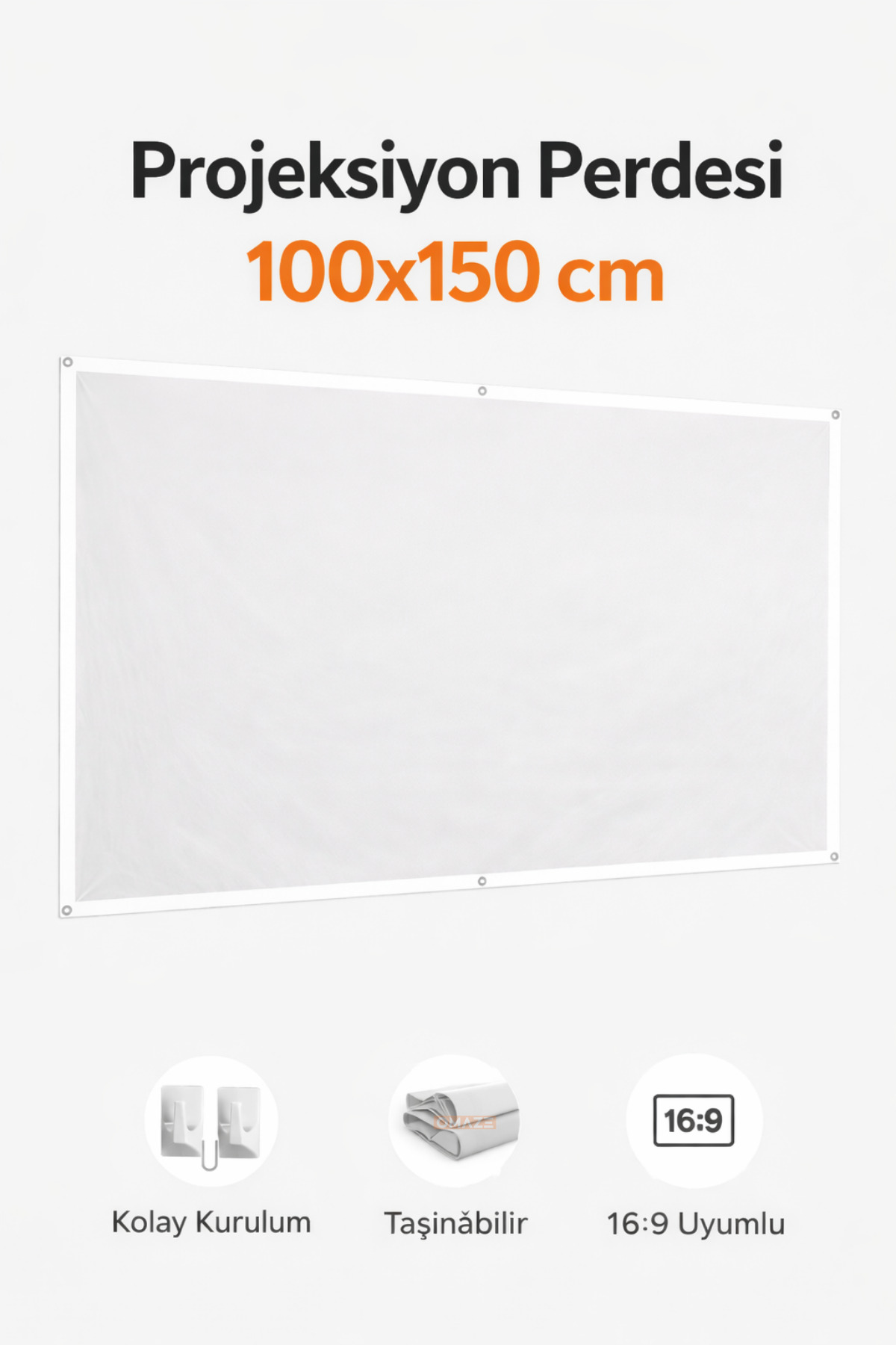 Wall Mounted Projection Screen 100x150 Cm High Resolution Effective