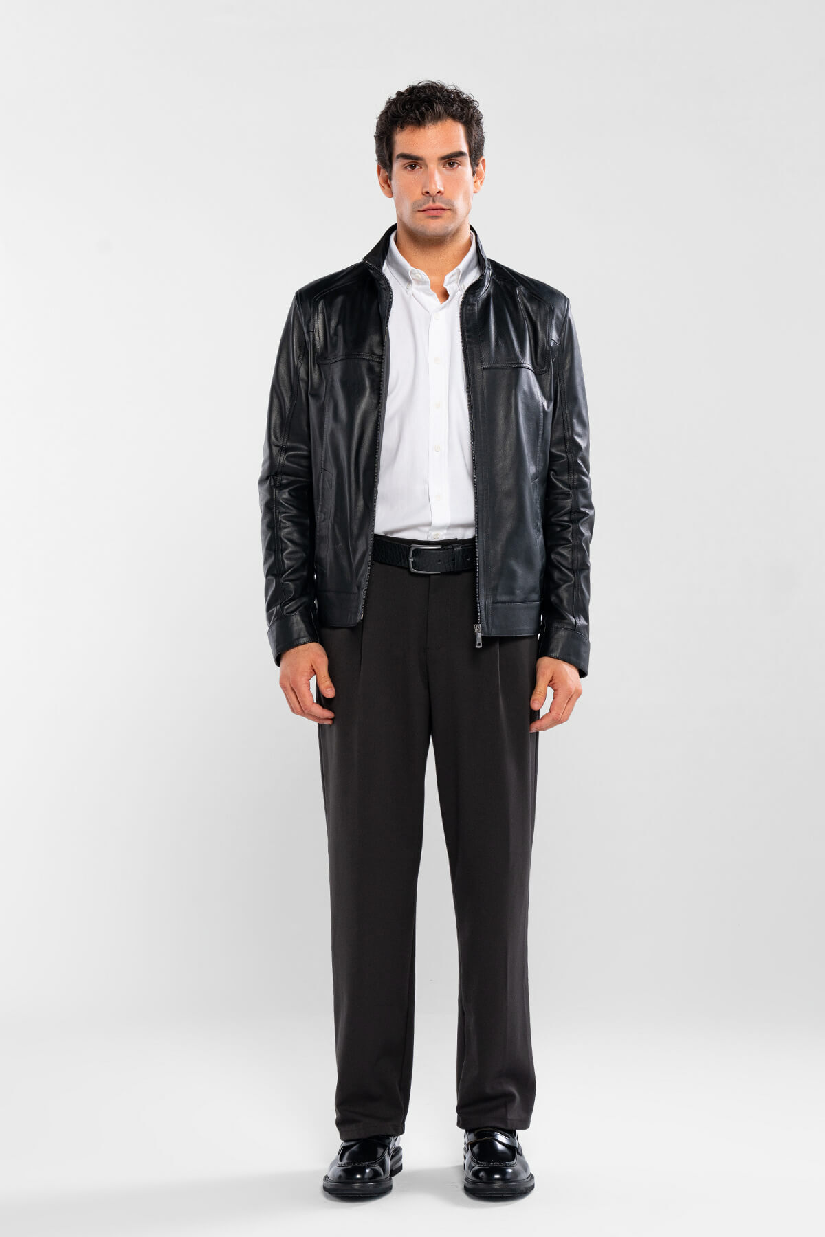 Tamer Tanca  Erkek Hakiki Deri Siyah Deri Mont - Görsel 5