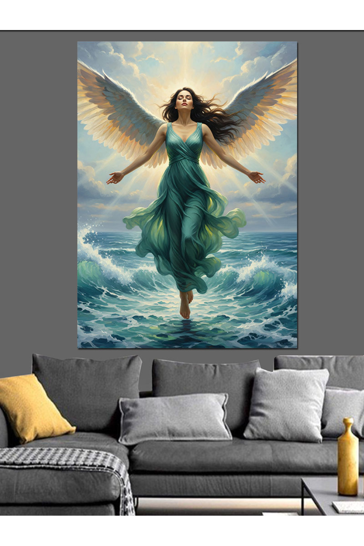 Kanatlı Mavi Yüksek kaliteli yağlı boya dokulu Kanvas Canvas Tablo kanvas tablo canvas tablo duvar