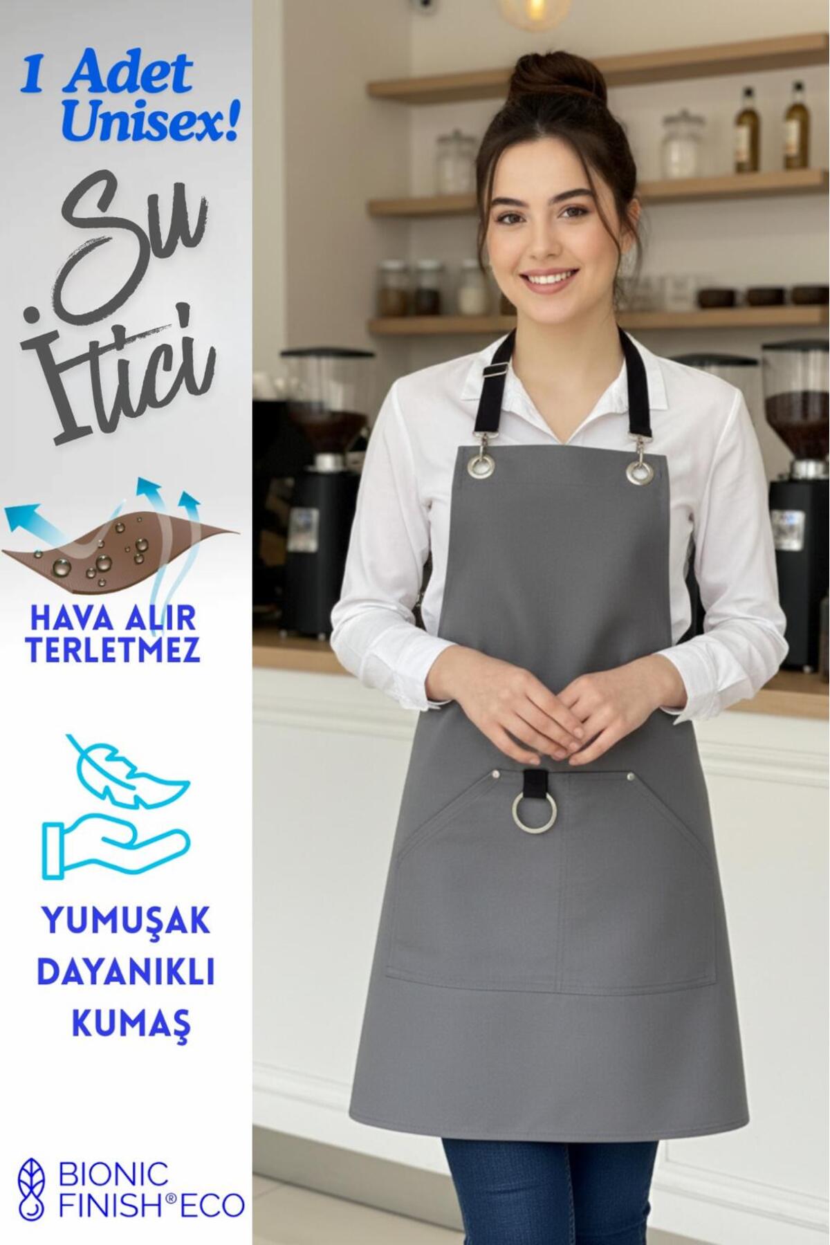 Cafe Barista Hairdresser Bartender Florist Kitchen Aprons Stain Resistant Anthracite Grey