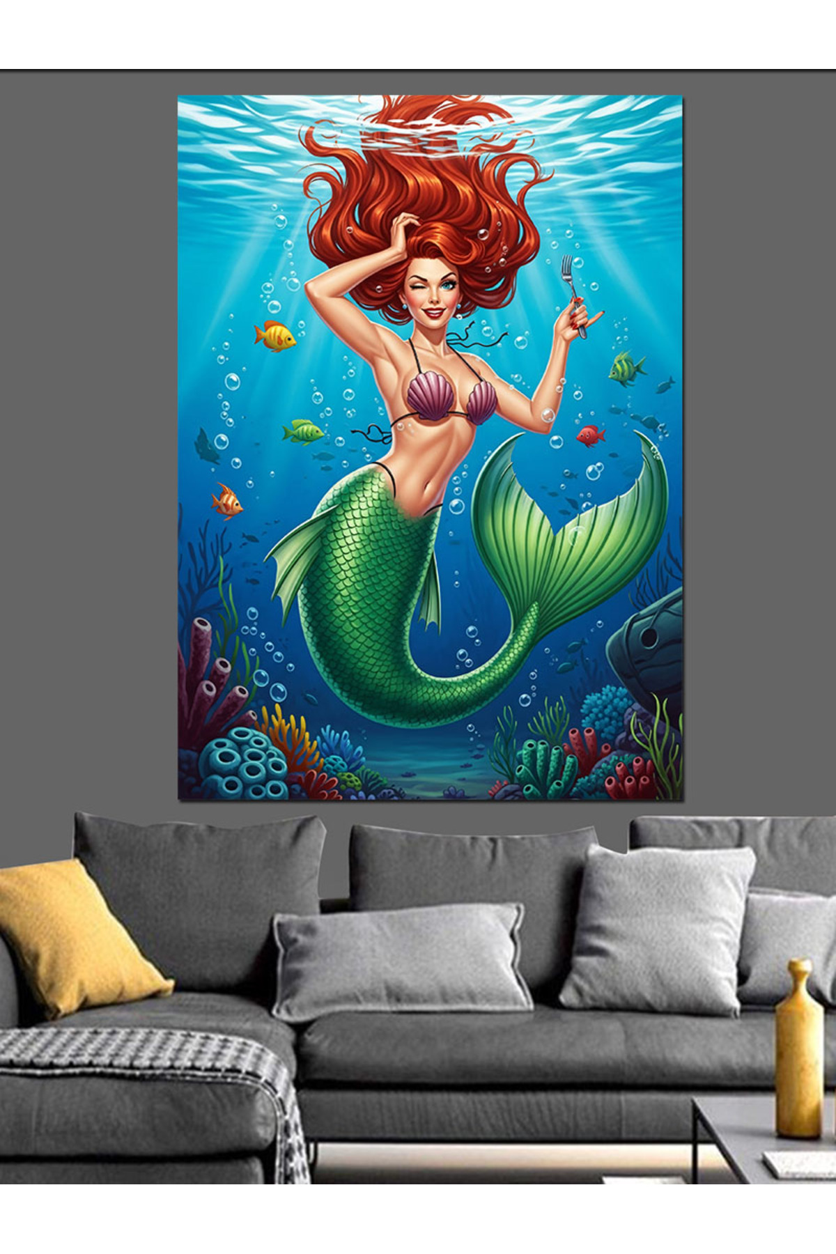 Mavi Saçlı Deniz Yüksek kaliteli yağlı boya dokulu Kanvas Canvas Tablo kanvas tablo canvas tablo du
