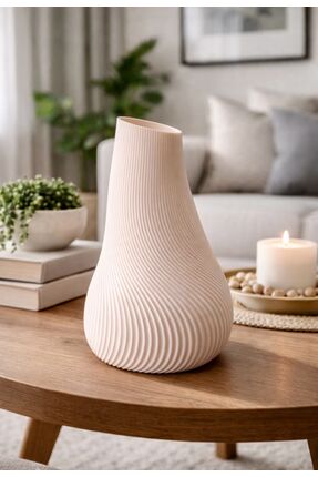 Yami Design Dekoratif 3D Baskı Modern Vazo - Dalga Dokulu Minimal Tasarım